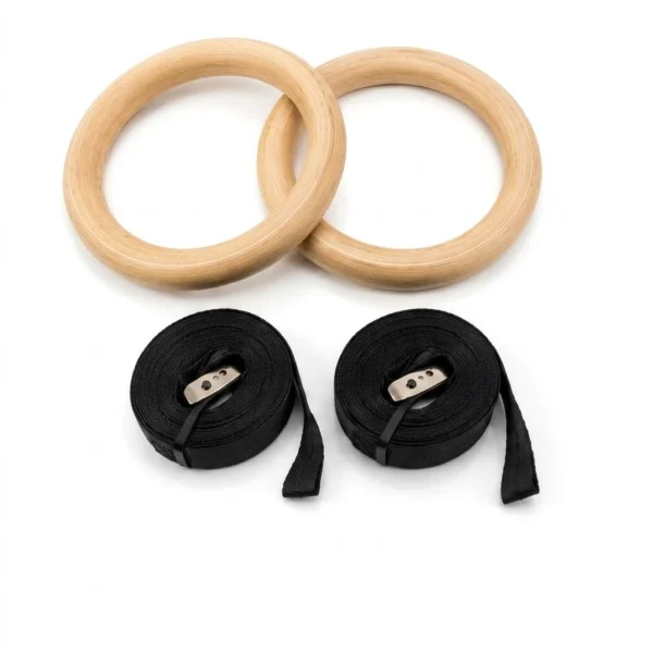 AJA Wooden Gymnastic Rings – Olympic Strength Training Gym Rings with Adjustable Straps (325 lb Capacity) - Image 5