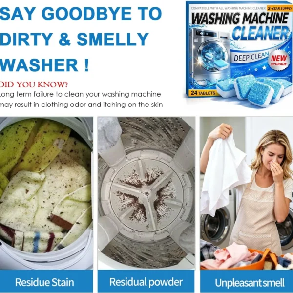 Washing Machine Cleaner Tablets – Enzyme Descaler & Odor Remover (24 Count) for HE, Front & Top Load Washers - Image 5