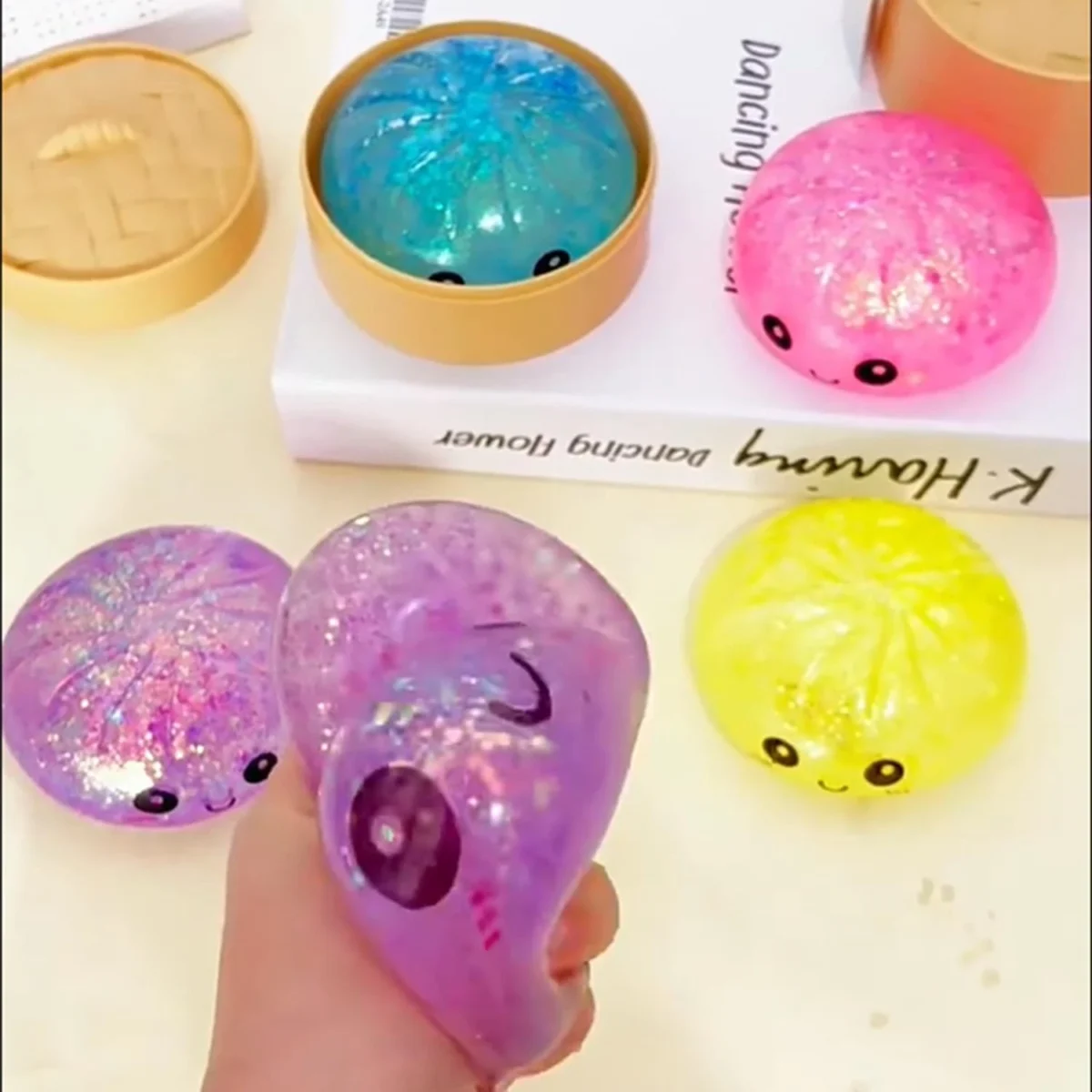 Glitter Dumpling Mystery Box – Aurora Squishy Stress Relief Squeeze Toy, Random Colorful Dumpling (1pc) - Image 2