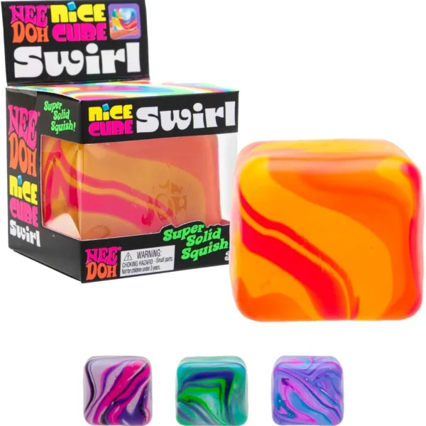 NeeDoh Nice Cube Swirl – Schylling Super Solid Squish Squeeze Sensory Stress Toy 2.25" (1 Random Color - Image 3