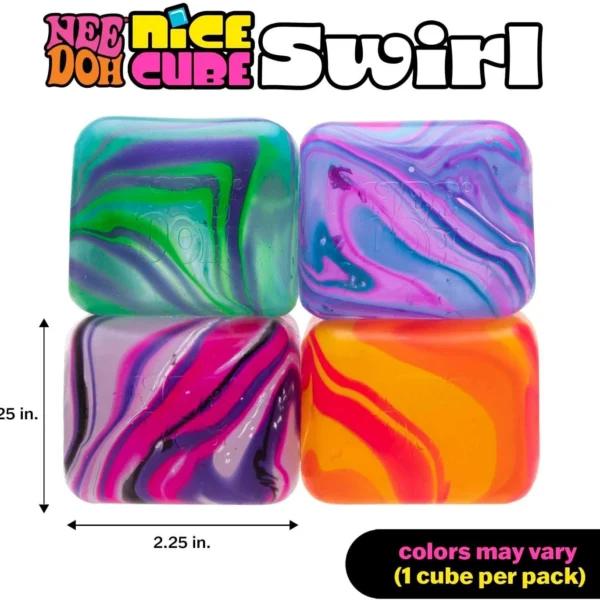 NeeDoh Nice Cube Swirl – Schylling Super Solid Squish Squeeze Sensory Stress Toy 2.25" (1 Random Color - Image 6