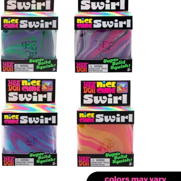 NeeDoh Nice Cube Swirl – Schylling Super Solid Squish Squeeze Sensory Stress Toy 2.25" (1 Random Color - Image 7