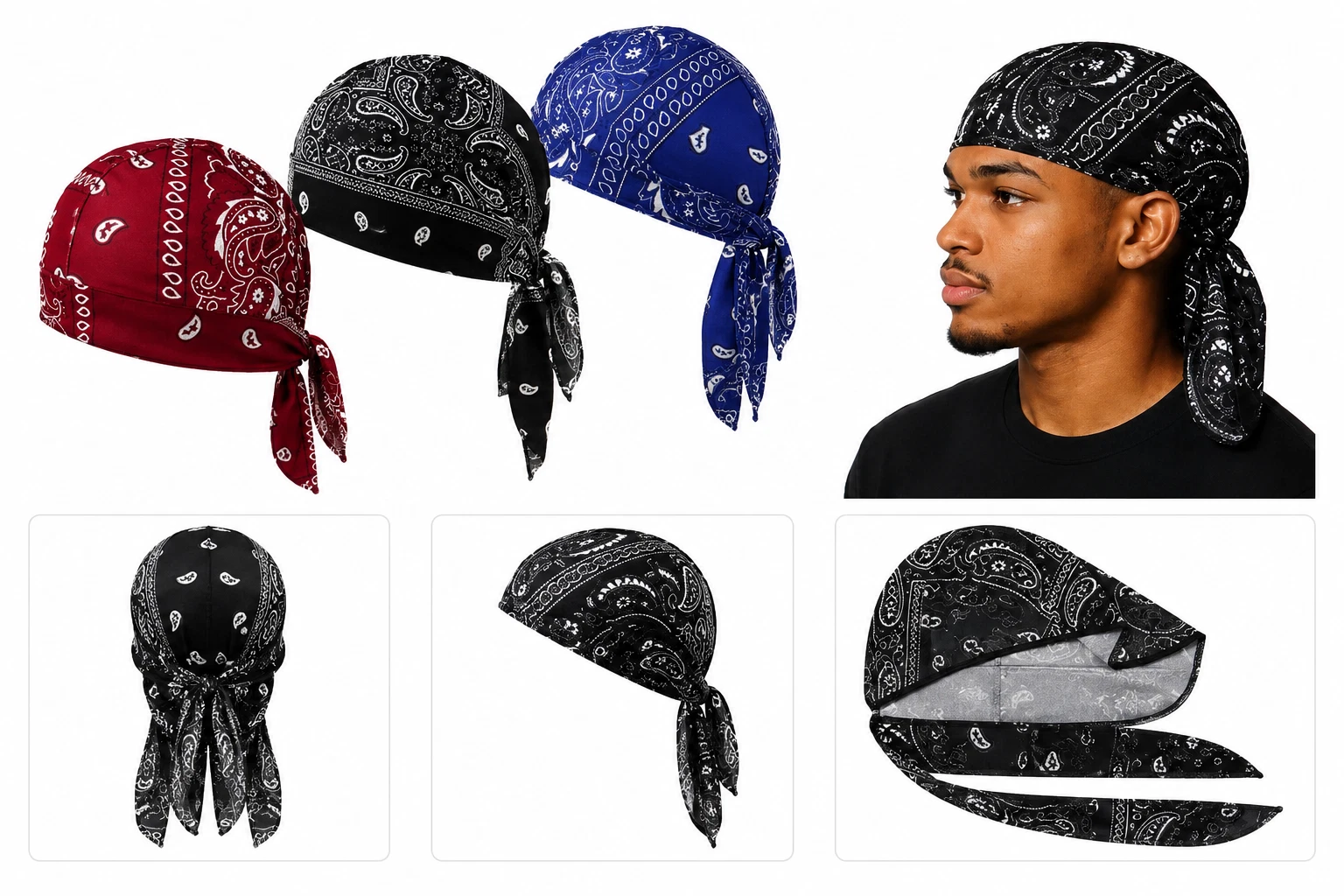 3 pack paisley cooling skull caps value set