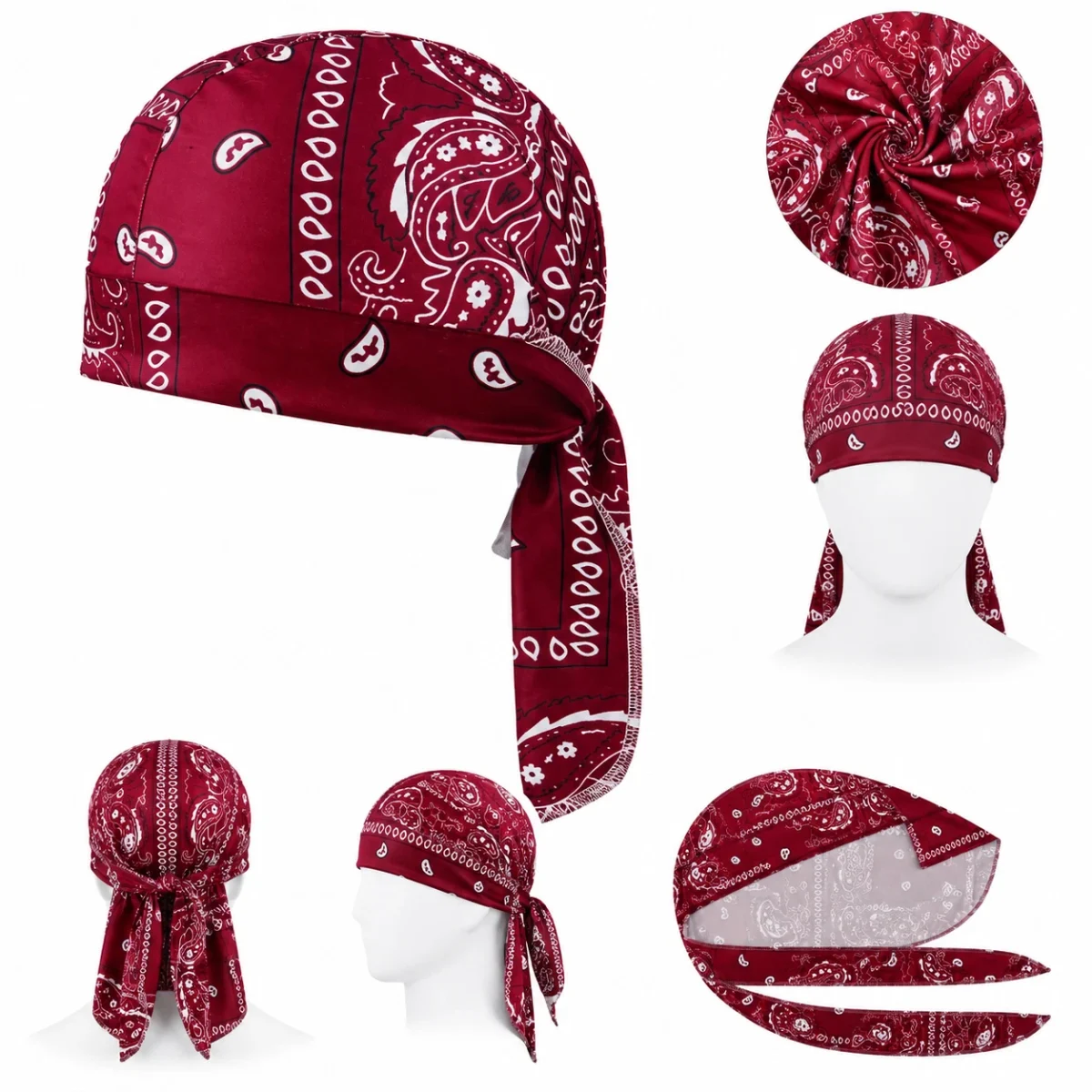 3PC Cooling Skull Cap – Paisley Helmet Liner, Sweat-Wicking Breathable Head Wrap Beanie for Men & Women (Pack of 3) - Image 2