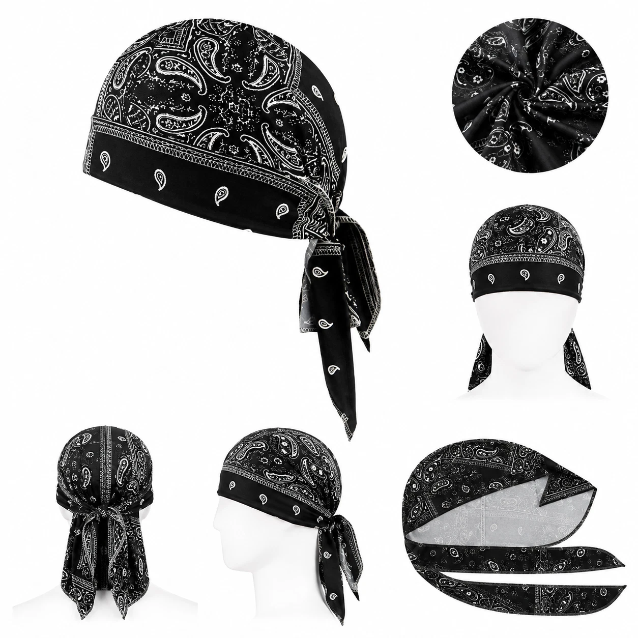Paisley skull cap for cycling running and daily wear