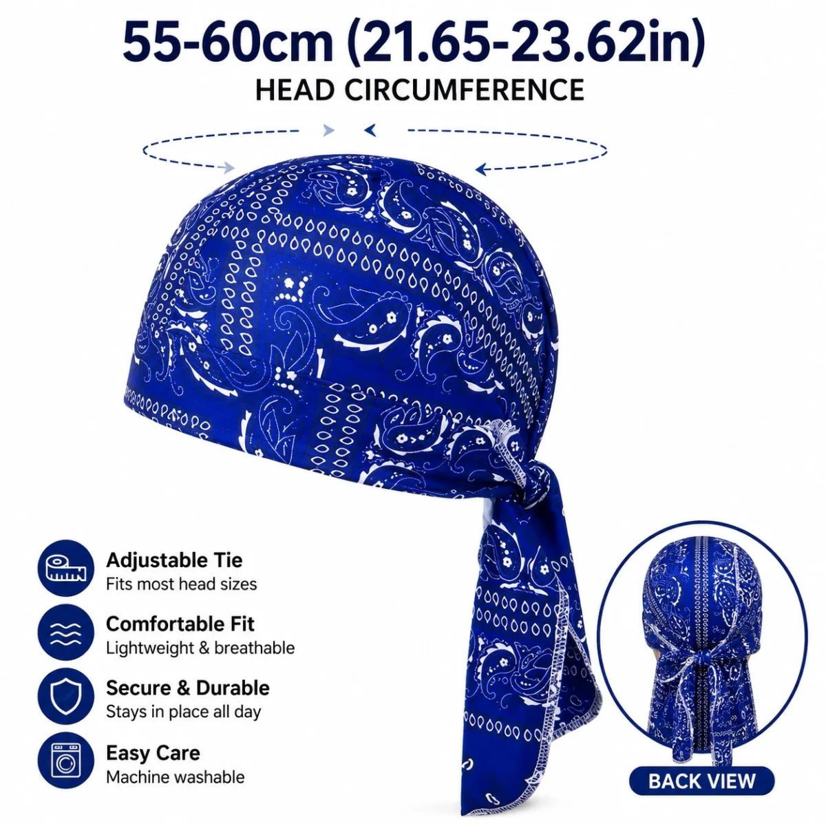 3PC Cooling Skull Cap – Paisley Helmet Liner, Sweat-Wicking Breathable Head Wrap Beanie for Men & Women (Pack of 3) - Image 4