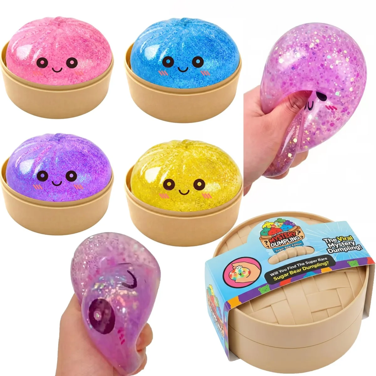 s-l1600 (7) Glitter Dumpling Mystery Box – Aurora Squishy Stress Relief Squeeze Toy, Random Colorful Dumpling (1pc) - Image 1