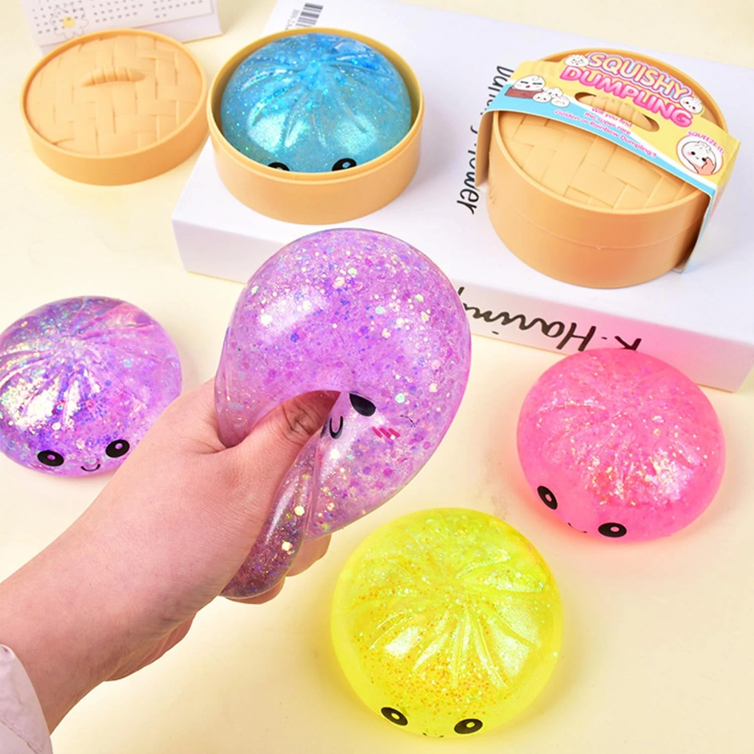 Glitter dumpling squishy relieves stress and anxiety