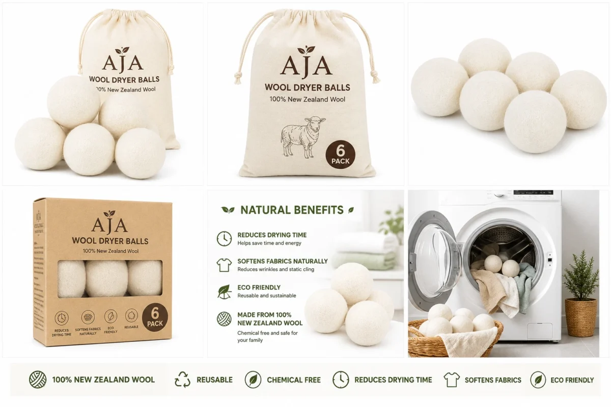 XL Wool Dryer Balls 6-Pack – 100% New Zealand Wool, Reusable Natural Fabric Softener & Dryer Sheet Alternative - Image 2