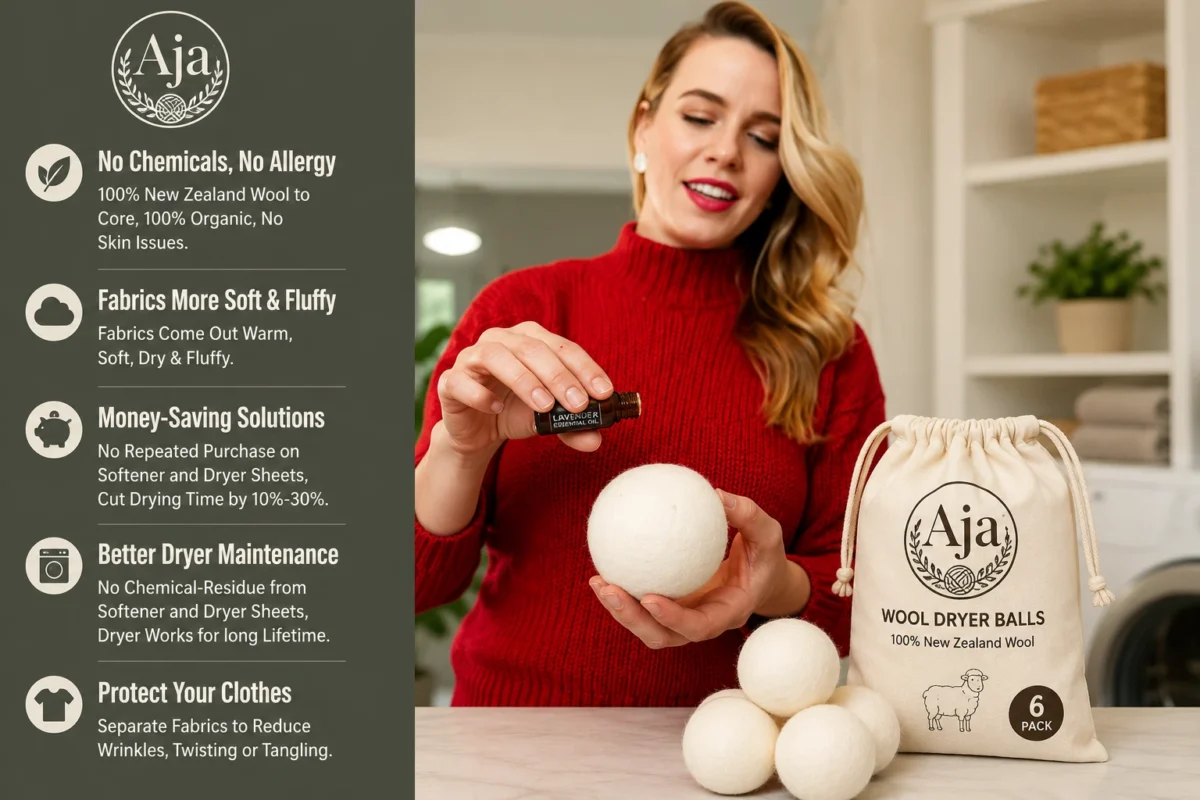 XL Wool Dryer Balls 6-Pack – 100% New Zealand Wool, Reusable Natural Fabric Softener & Dryer Sheet Alternative - Image 5