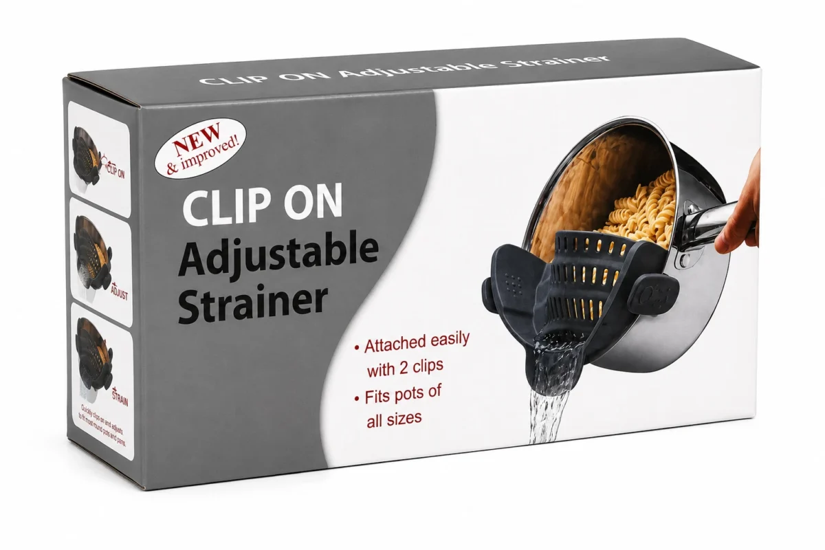s-l1600 (66) Clip-On Silicone Pot Strainer – Adjustable BPA-Free Colander, Fits Pots & Pans, Heat-Resistant Pasta & Veggie Drainer (Black, Green, Red) - Image 1