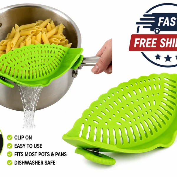 Clip-On Silicone Pot Strainer – Adjustable BPA-Free Colander, Fits Pots & Pans, Heat-Resistant Pasta & Veggie Drainer (Black, Green, Red) - Image 3